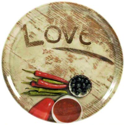 Topkapi Pizza Plate Set Pizza-Amore - 3 large pizza plates with a diameter of ~31.5 cm each, with complete decor featuring heart motif Pizza Love Amore, ceramic.