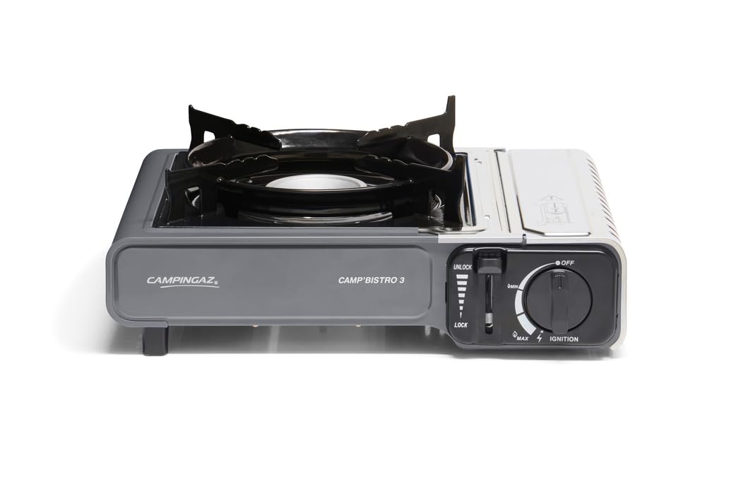 Campingaz Camp'Bistro 3 Gas cooker, camping stove with 1 burner, 2,200 watts power, compact outdoor gas cartridge cooker with carrying case, black.
