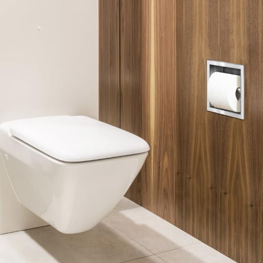 Balneo stainless steel toilet paper holder, 17.3x17.3x8.6 cm, recessed installation, paper dispenser toilet paper holder for bathroom, wall-mounted installation Wall-Box Paper 1 INOX