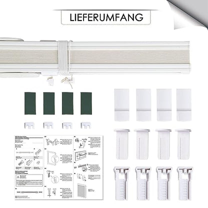 BelleMax Pleated Blind without drilling clamp fix, Beige 130x65cm (LxW), Easyfix translucent privacy and sun protection, blinds pleated roller with clamping bracket, folding blind for windows & doors.