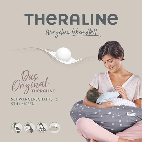 Theraline The Original Pregnancy Pillow & Nursing Pillow 190cm - Side Sleeper Pillow Nursing Pillow Microbeads - incl Nursing Pillow Cover Lavender Bamboo Collection