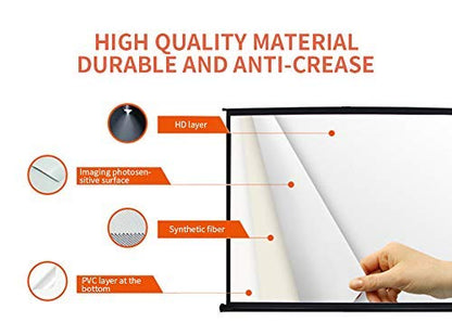 Portable projector screen 40-inch 4:3, self-standing high-resolution small projector screen. Floor-standing projection screen for home theater school.