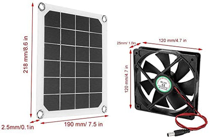 EVTSCAN solar-powered roof ventilation system, powerful fan and 10W solar panel set for greenhouse, pet dog chicken house, attic, gable, and storage cooling ventilation.