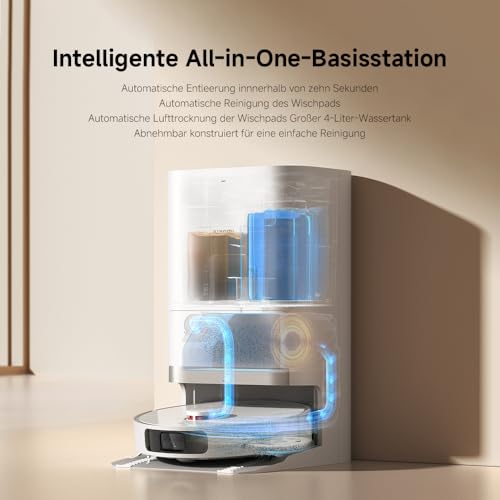 Xiaomi Robot Vacuum X20+ robot vacuum with self-emptying station and 4L/4L fresh & wastewater tank - 2 rotating, auto-drying mop pads, mop up to 280m², 6000Pa suction power, LDS navigation, suitable for all floor types.