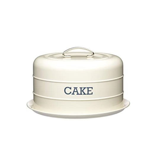 KitchenCraft Living Nostalgia Cake Tin, airtight cake tin/cake dome, 28.5 x 18 cm, cream antique