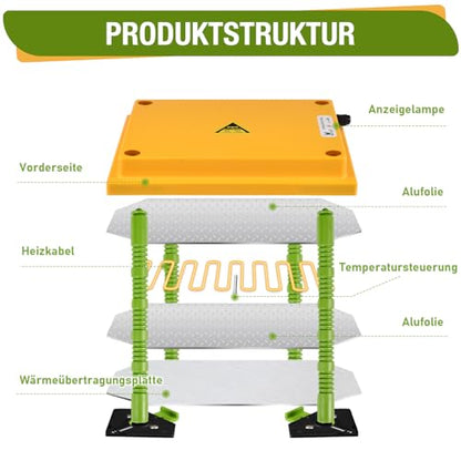 Plutohiker heat plate for chicks, chick warmer heat lamp, heating plate for chick rearing, 25 x 30cm Yellow Artificial Brooder.