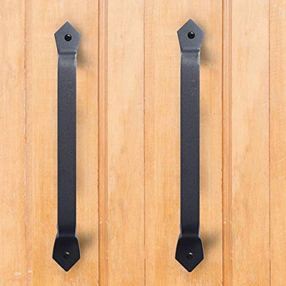 WANLIAN 11-inch antique solid heavy cast iron door handle door pull barn door handle gloves, outdoor, garage, wardrobe, indoor black (2 pack)