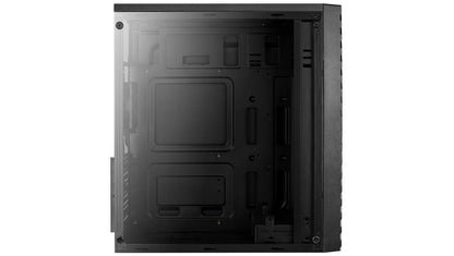 Aerocool Streak PC Gaming Case, Mid-Tower, ATX, RGB, 18 Lighting modes, Full Window, Ideal for First Time and Experienced gamers , Black