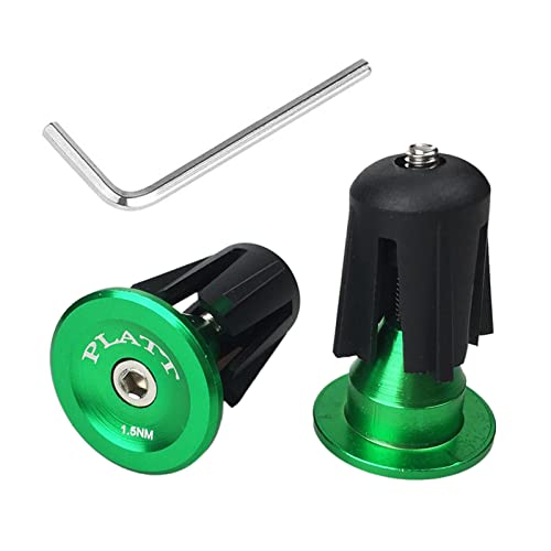 Flat handlebar end caps for mountain bike, road bike, BMX, aluminum, 1 pair, Green 02.
