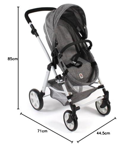 Bayer Chic 2000 - Doll carriage Nele, 2in1 combination doll carriage for children aged 4 to 8 years, denim gray, 45cm-84cm