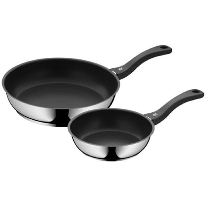 WMF Set 3-piece Compact Cuisine pot set Induction 4-piece with glass lid and Devil pan set Induction 2-piece and Mister X pot holder Stainless steel foldable 19 x 19 cm.