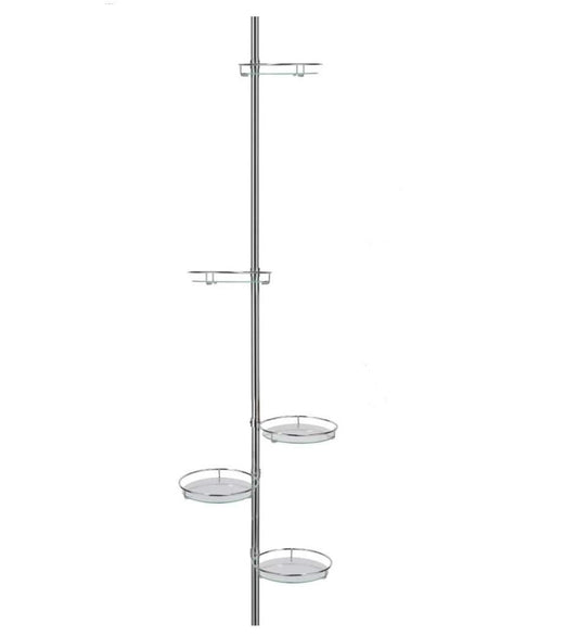 Telescopic Flower Rack (4 Levels) - Telescopic Flower Stand (vertical) made of metal and glass, outdoor flower ladder, metal flower stairs, plant stand for garden or balcony flower shelf.