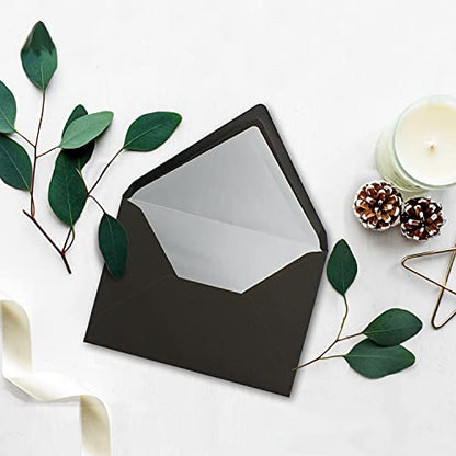 50 metallic silver lined envelopes, size C5 (157 x 225 mm), black color - wet adhesive with pointed flap - ColorsFroh by GUSTAV NEUSER.