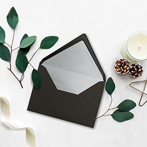 50 metallic silver lined envelopes, size C5 (157 x 225 mm), black color - wet adhesive with pointed flap - ColorsFroh by GUSTAV NEUSER.
