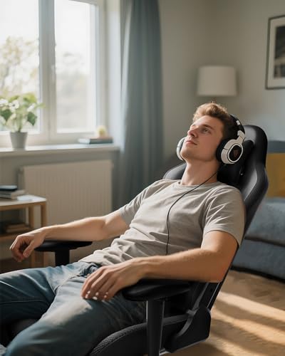 AutoFull C3 Gaming Chair, Ergonomic Gaming Chair with Lumbar Support, Height Adjustable & Tilt Function, Gaming Chairs with Footrest, 150 kg Capacity, Racing Seat Design PU Leather (Black)