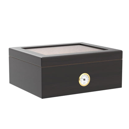Slege cigar humidors, humidor cigars, Spanish cedar wooden cigar box with humidor humidifier, hygrometer, divider, men's gift cigar accessories (30-50 cigars) black.