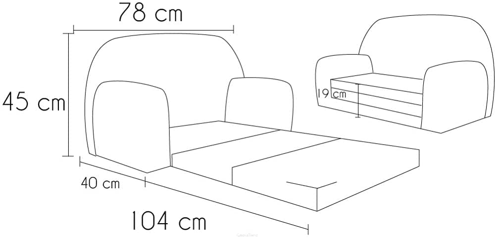 FORTISLINE - Children's sofa MINI foldable 40x78x45cm - Children's sofa for kids 2in1 - Children's couch foldable - Foam sleeping sofa - Removable cover - Many designs