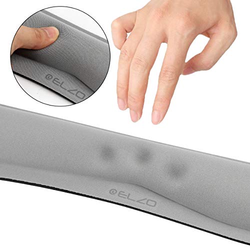 ELZO Wrist Rest for Keyboard Ergonomic Keyboard Pad with Memory Foam, Non-Slip and Anti-Tendonitis Problems for PC Computer and Laptop - Gray