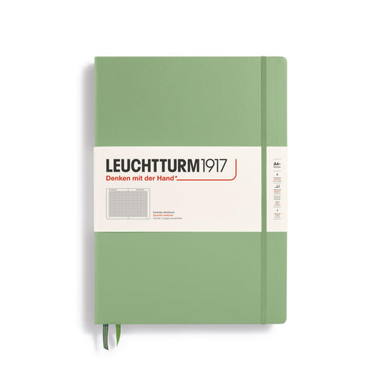 Lighthouse1917 370262 Notebook Master Classic (A4+) Hardcover, 235 numbered pages, Sage, checked