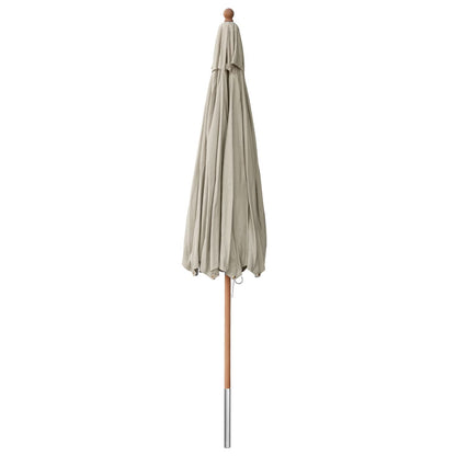 anndora Sun Umbrella Linen Cotton 300 cm round, Color: Dark Natural, Frame Wood, Canopy Linen-Cotton Blend fabric