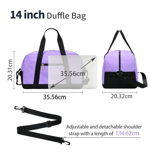 YoKelly Small Duffel Bag Mini Travel Bag, Sports Bag 18L, XS School Sports Bag, Weekender, Gym Bag 35x20x25cm - Purple