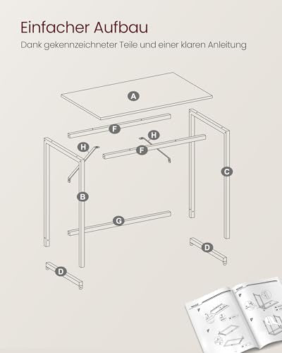 VASAGLE Desk, Small Computer Desk, Office Desk for Study, Bedroom, 50 x 100 x 76 cm, Modern Style, Metal Frame, Natural Oak-Black LWD041W70