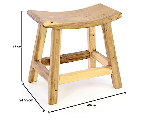 Divero Suar Wood Lagos Stool, untreated - Pure handmade - Color: Natural-Brown