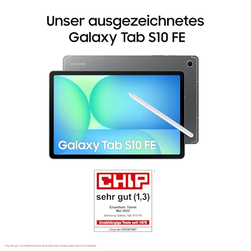 Samsung Galaxy S10 FE AI-Tablet, Android tablet, 256GB storage, 12GB RAM, 10.9" display, includes S Pen, Wi-Fi, long battery life, gray, 36-month manufacturer warranty [Amazon exclusive].
