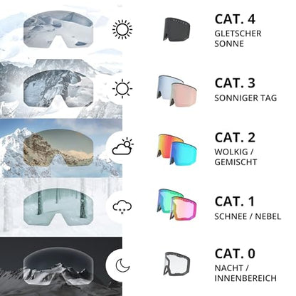 NAKED Optics Ski Goggles Men, Ski Goggles Women, Snowboard Goggles (TROOP EVO Palms, without bad weather lens)