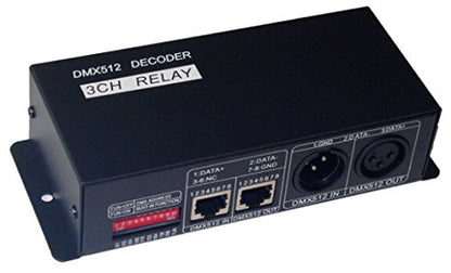 3CH Relay Controller DMX512 Decoder converts DMX512 signal to control AC110/220V Relay Switch.