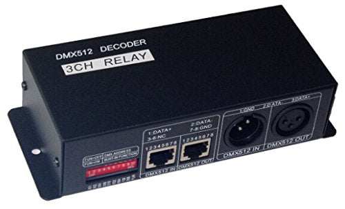 3CH Relay Controller DMX512 Decoder converts DMX512 signal to control AC110/220V Relay Switch.