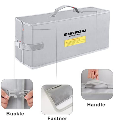 Lipo Safe Bag Ebike Battery Bag Fireproof up to 2000 °F Battery Bag Waterproof & Explosion-proof, 45 x 15 x 20 cm Battery E-Bike Battery Cover for Storage & Transportation & Charging