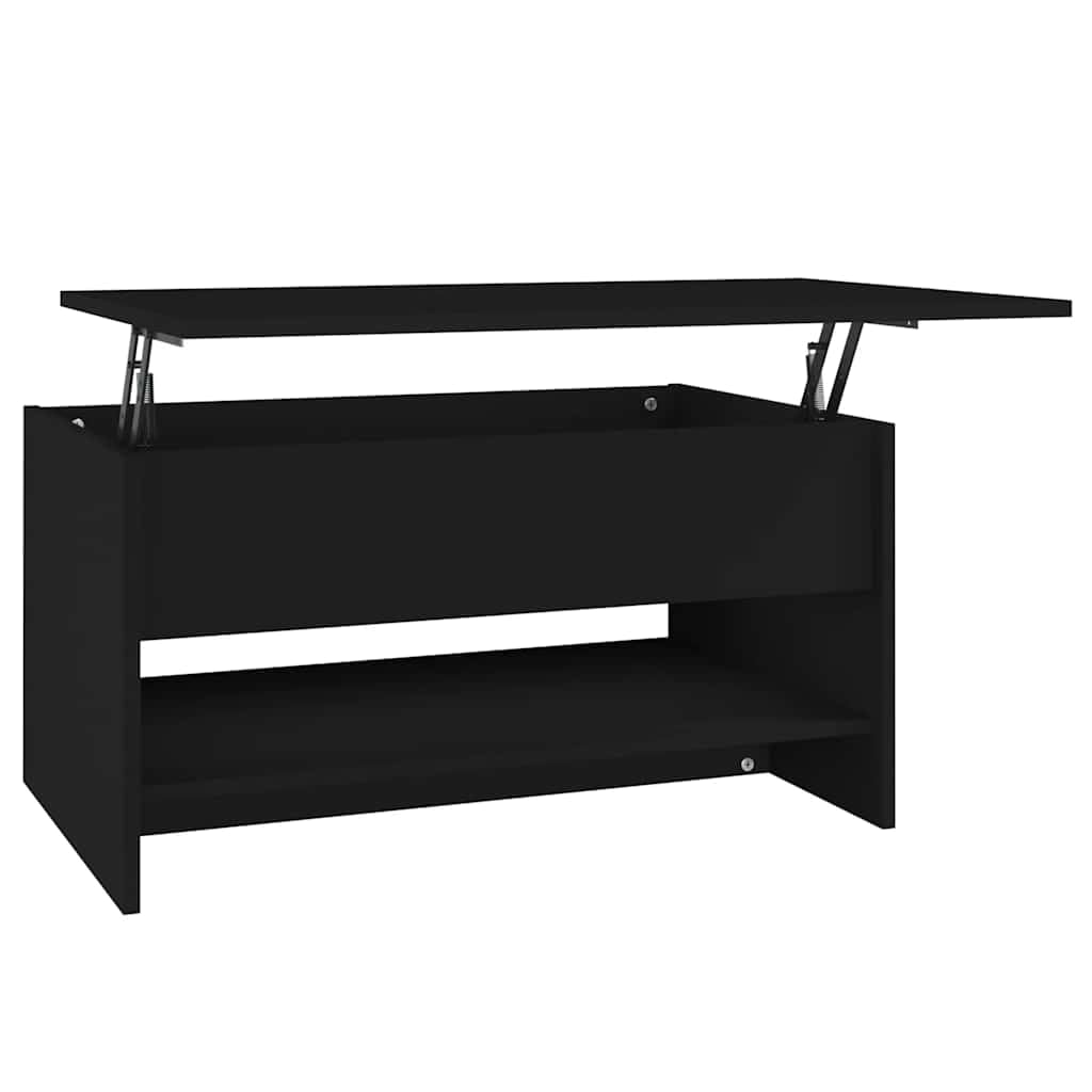 vidaXL Adjustable Height Coffee Table Side Table Living Room Table with Storage Black 80x50x40cm Wood Material