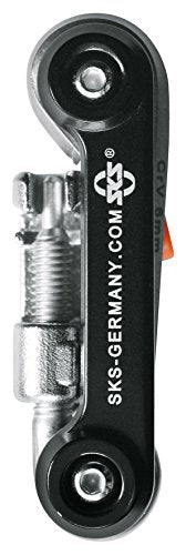 SKS Germany TOM 18 Multitool (18-in-1 mini tool for bikes, stainless tool steel, compact and lightweight for on-the-go, 184 g, includes storage pouch), Silver