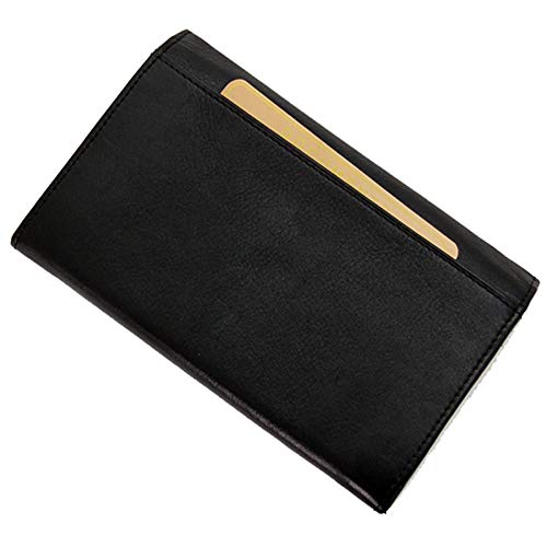 Women's long wallet made of leather with snap closure. Ideal for storing money and cards. (Green)
