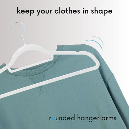 OGIVO Velvet Hangers - 50 pack - Non-slip hangers for your wardrobe - small rod for ties - 360° swivel hooks - notches in shoulder area - Hangers Clothes (White)