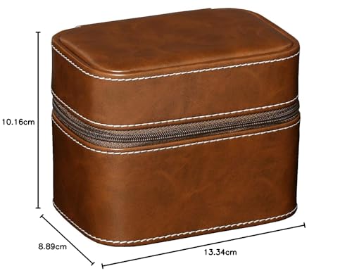 ROTHWELL 2 Watch Travel Case Storage Organizer for 2 Watches | Durable portable protection with zipper for all wristwatches and smartwatches up to 50mm (Tan/Brown)