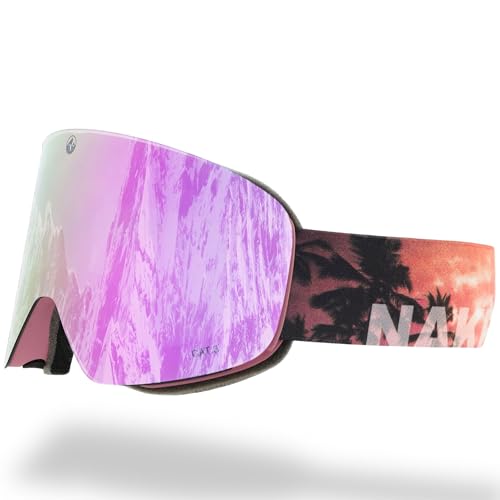 NAKED Optics Ski Goggles Men, Ski Goggles Women, Snowboard Goggles (TROOP EVO Palms, without bad weather lens)