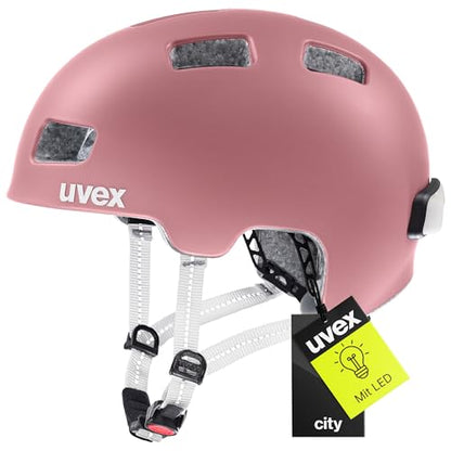 uvex City 4 - Lightweight city helmet for men and women - adjustable size - with LED light - rose matte - 55-58 cm