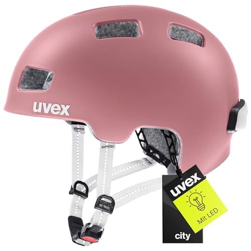 uvex City 4 - Lightweight city helmet for men and women - adjustable size - with LED light - rose matte - 55-58 cm