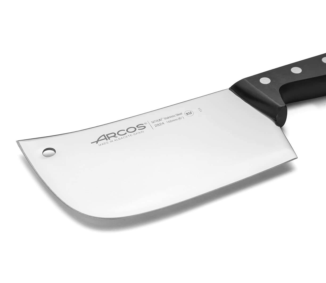 Arcos 160mm bone and meat cleaver - Rectangular stainless steel design with polyoxymethylene handle - Black, Universal Series