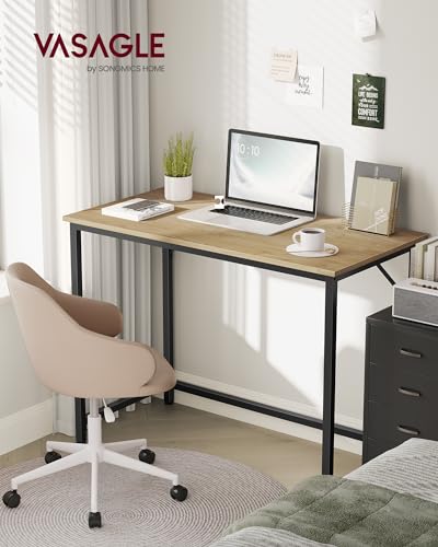VASAGLE Desk, Small Computer Desk, Office Desk for Study, Bedroom, 50 x 100 x 76 cm, Modern Style, Metal Frame, Natural Oak-Black LWD041W70