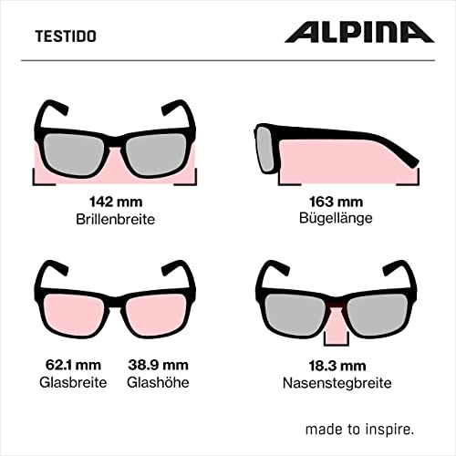 ALPINA TESTIDO - Mirrored and shatterproof sports and cycling glasses with 100% UV protection for adults, all black, One Size