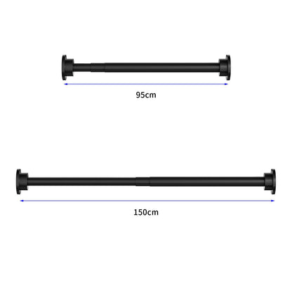 Onpira® telescopic shower curtain rod, adjustable without drilling - available in 5 lengths (40-240cm) & 3 colors - stainless steel telescopic rod for bathroom & shower, White or Black (95-150cm, Black)