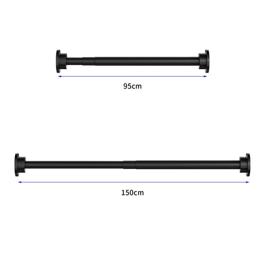 Onpira® telescopic shower curtain rod, adjustable without drilling - available in 5 lengths (40-240cm) & 3 colors - stainless steel telescopic rod for bathroom & shower, White or Black (95-150cm, Black)