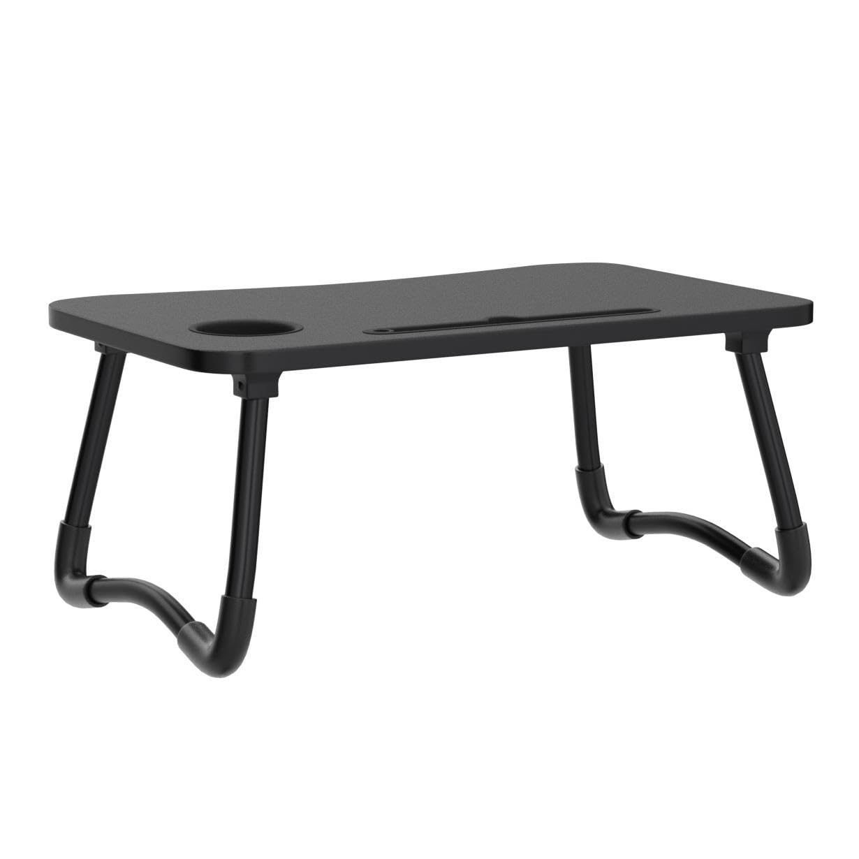 Laptop table, tray table, foldable and portable laptop bed table, reading table, breakfast tray, notebook table, drink holder, book tray, for living room, office, and on the go, sofa or floor | 60 x 40 cm, black