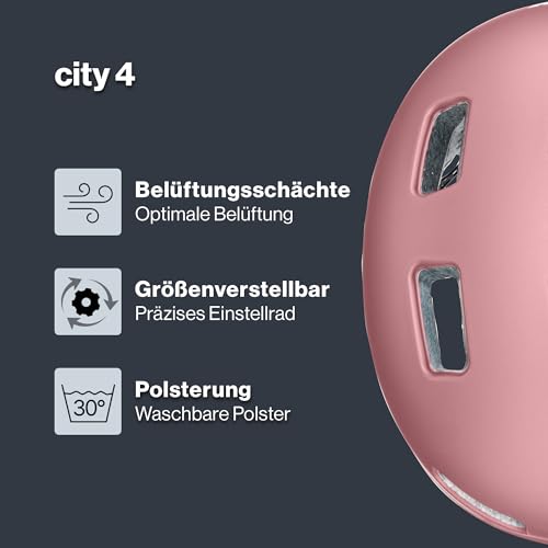 uvex City 4 - Lightweight city helmet for men and women - adjustable size - with LED light - rose matte - 55-58 cm