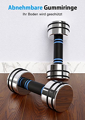 Steel Dumbbells - Ultra-compact Adjustable Dumbbells 2x5kg (2.5kg/3.5kg/4kg/5kg) with Foam Grip - Innovative Steel Dumbbell for Home Use (High Gloss Version 5kg×2)