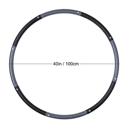 Joofang 8 Part Adjustable 2.3kg Hula Hoop for Adults 100cm, Heavy Weight, Abdominal Trainer Fitness Weighted Hoop for Weight Loss (Black and Gray)