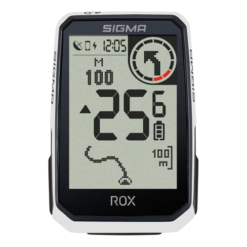 SIGMA ROX 4.0 Endurance White Sensor Set | Wireless GPS bike computer with speed, heart rate, and cadence sensors & OVERCLAMP Butler | 41h battery life | E-bike compatible